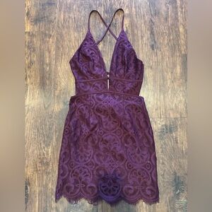 Tobi Purple Lace Backless Mini Dress